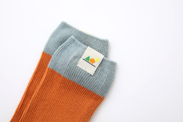 hemp socks orange with gray top